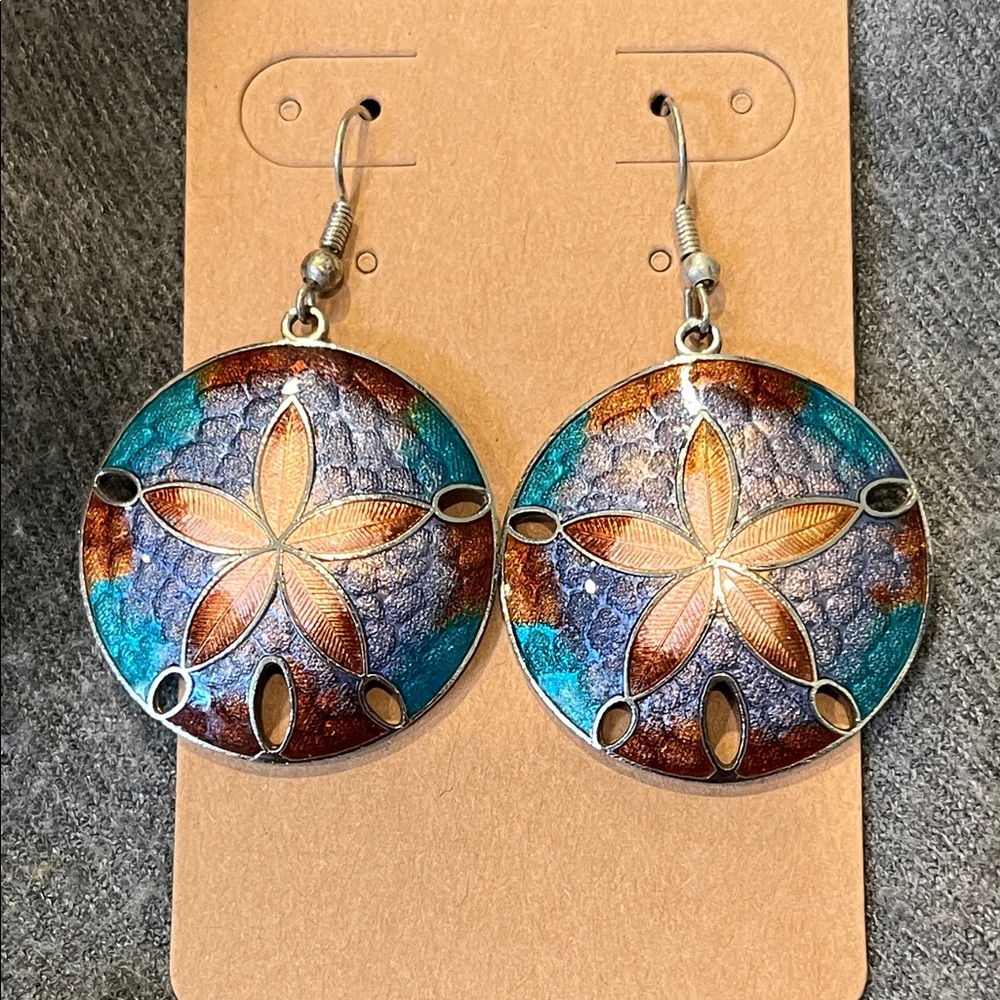 Cloisonné Sand-dollar Earrings
